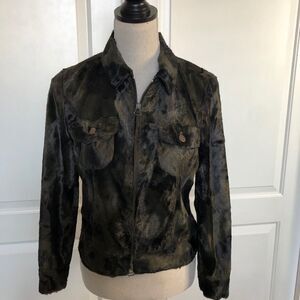 Rosner Women Olive Green Camo Short Fur Jacket