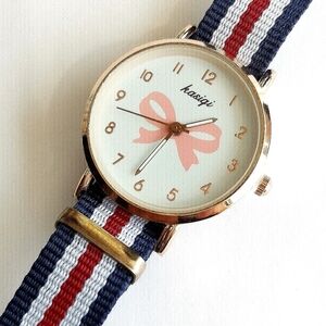 NWT red white and blue watch bow face