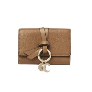 NWT CHLOE Alphabet Tri-fold Mini Wallet in Grained Leather - Cement Brown