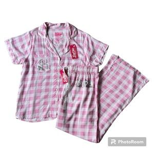 COPY - NWT Barbie Movie Pink Gingham Pajama Set / Size S-M