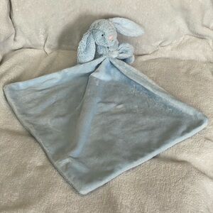 Jellycat Bashful blue Bunny Rabbit Baby Security Blanket lovey White Tail