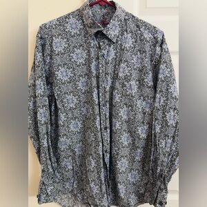 Men’s Alan Flusser 100% Cotton Floral Print  Long Sleeve Button Down Shirt Sz M