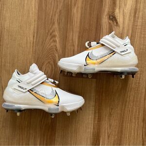 Nike Force Zoom Trout 7 pro Mens size 7.5 Baseball Cleats White Gold CI3134-106