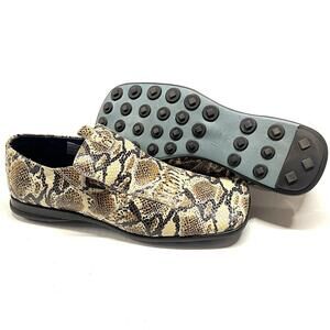 Vero Cuoio Rigenerato Python Snake Skin Leather Golf Spikeless Shoes Sz EU 42