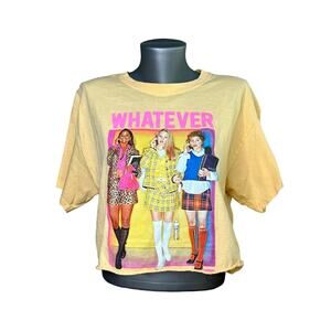 Clueless Whatever Yellow Crop Top 100% Cotton Y2K Graphic T-Shirt Size Large