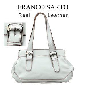 FRANCO SARTO Genuine Textured Leather Off White Satchel Handbag