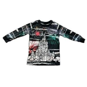 Disney 100 Year Black Firework w/ Castle Long Sleeve Toddler Shirt Size 3