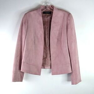 Tahari - Arthur Levine - Open Front Blush Pink Faux Suede Jacket - Size  4P