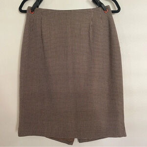 Liz Claiborne Vintage Classics Brown Grid Plaid Tan Wool Blend Skirt Womens 10