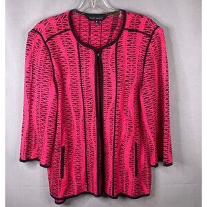 Ming Wang Jacket Womens M Fuschia Pink Blazer Career Cardigan Pockets