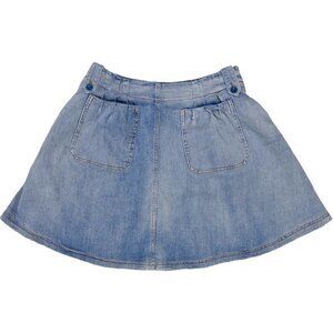 SEE by CHLOE ✘ Vintage Blue Stretch Cotton Denim A-Line Pleat Pocket Mini Skirt