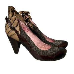 Chanii B,Black Brown Leopard Print  Shoes, Size 39