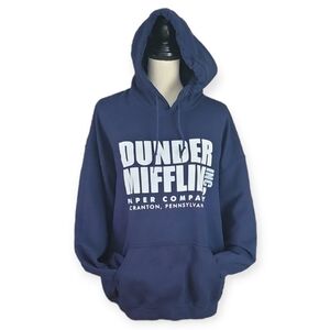 The Office Dunder Mifflin, Inc Officially Licensed Logo Hoodie Navy Blue Size XL