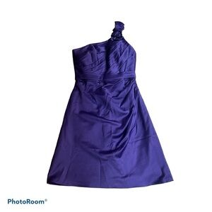 ALLURE BRIDALS BRIDESMAID purple satin one shoulder formal dress size 10