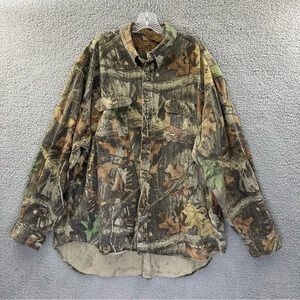 Vintage Duxbak Long Sleeve Button Down Shirt Camo Hunting Realtree Men's 2XL