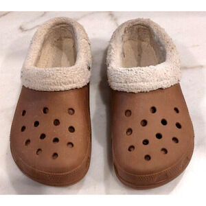 Original Crocs Bronze Brown Fur Lined Slip On Boulder Colorado Men 7 Women 9