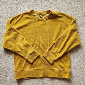 Aerie Mustard Terry cloth crewneck drop shoulder sweatshirt XS