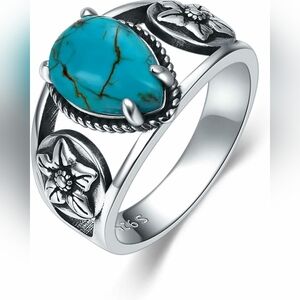 Genuine Turquoise 925 Sterling Silver Ring