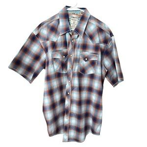 Panhandle Western Shirt Pearl Snap Plaid Short Sleeve Men's Size XLarge NWT