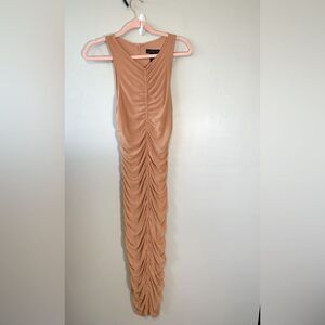 NWT House of Harlow 1960 Taupe ruched dress size S