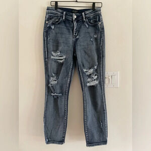 Judy Blue Ripped Boyfriend Fit High Waisted Jeans Womens Size 7/28