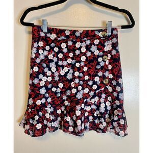 🔴 GB linen blend floral mini skirt size s NWT