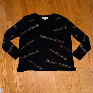 Michael kors embellished logo long sleeve top