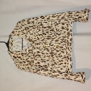 Chico's Animal Print Jean style Jacket with stud details size XL