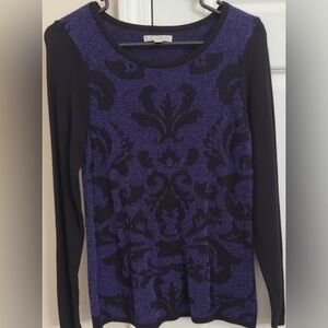 Woman’s Dana‎ Buchman Purple and Black Long Sleeve Top Size Small