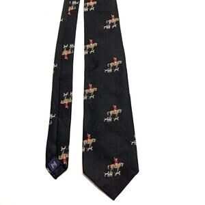 Polo Ralph Lauren Tie 100% Silk Made By Hand In USA Rare Man On Horse And Dogs