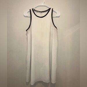 Promod white dress with black leather accents, size S