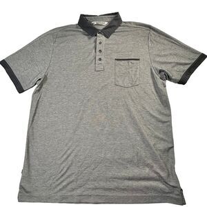 Travis Mathew‎ Polo Shirt Mens Large Gray Black Golf Lightweight Outdoor