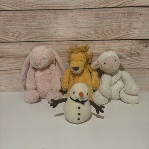 Jellycat Fancy Plush Doll Lot Bunny,Lamb,Lion and Snowman