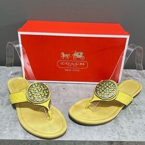 Coach Sena Soft Vachetta Leather Sandals Lemon Size 6