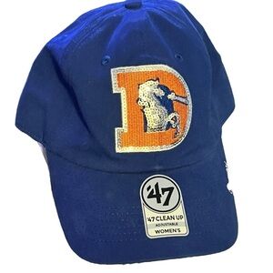 Denver broncos D sparkle women’s 47 clean up adjustable blue hat