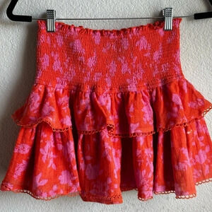 TALULAH smocked colorful mini skirt