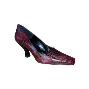 Evan-Picone Kaffee -Velvet Red Reptile Print Square Toe Heels Womens Size 10 New