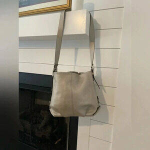 Coach Silver Pebbled Leather Hobo Satchel, silver hardware and lavender interior