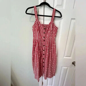 Maeve Anthropologie Dress Size 4 button up red and white