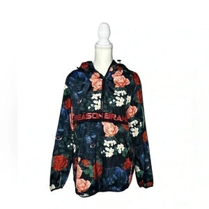 REASON Brand Anorak Windbreaker Jacket Panther
Roses Flowers Size Large-unisex