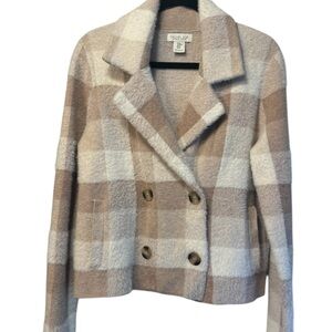 Rachel Zoe plaid jacket, beige & cream, size medium