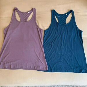 American Tall - 2 Racerback Tank Top in Deep Water & Smoked Mauve Women’s L Tall