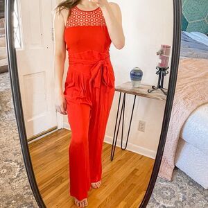 Catherine Malandrino Silk Sleeveless Jumpsuit in Red