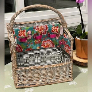 April Conmell garden basket NWT Hand woven willow garden basket,  antique finish