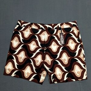 NWT Trina Turk Mr. Turk Mens Lawrence Shorts Geometric Brown Tan Size 38