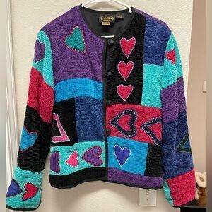 Sale 🎉Allure Vintage Patchwork Jacket With Heart Embroidery