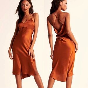 Abercrombie & Fitch Satin Copper Crossed Back Dress