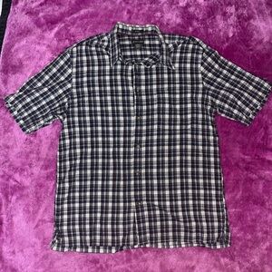 St. John's Bay Men's Madras Checkered Button Collared Short Sleeve Shirt