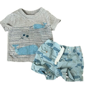 Carters “Just One You” Infant Boys Shorts and Tshirt Set 3 month, whale design