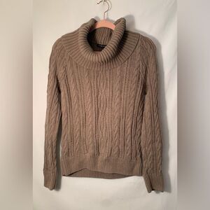 Jeanne Pierre EUC beige/light brown cowl neck cotton knit sweater size large